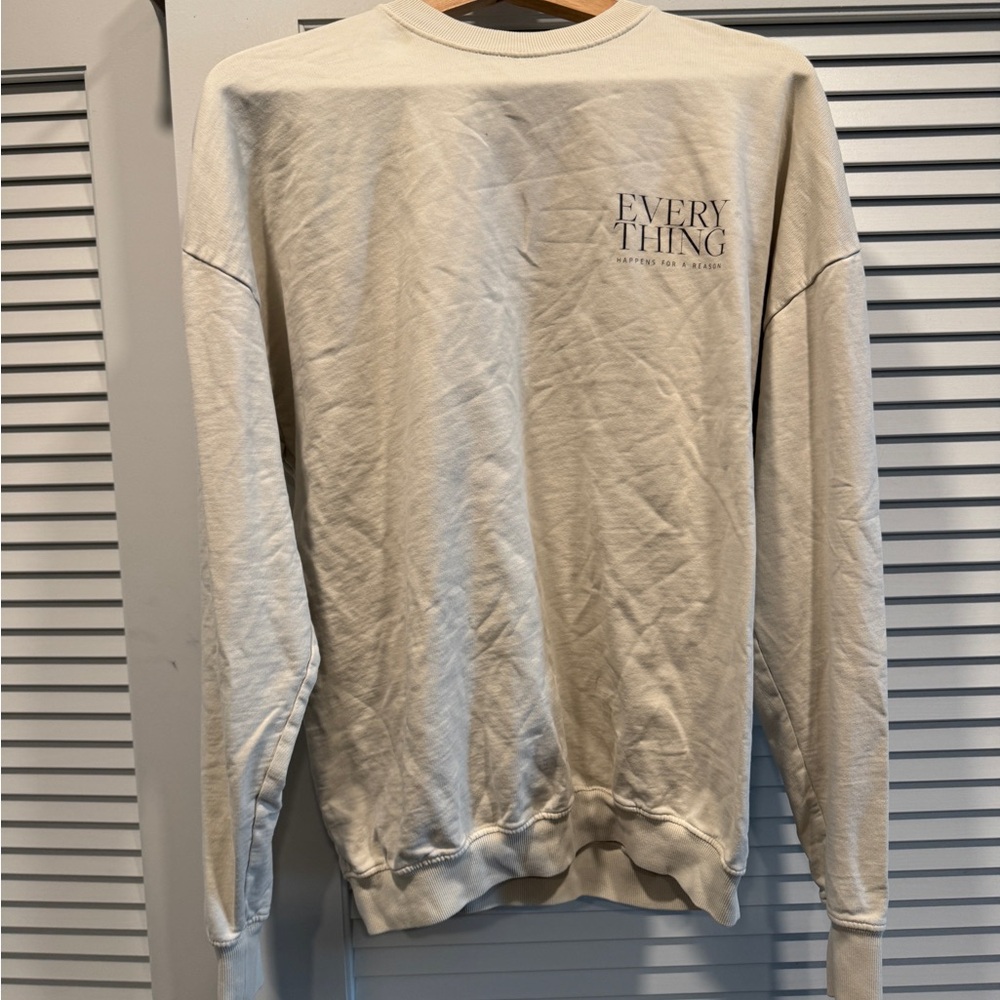 Black and Cream Crew Neck Sweater with Embroidery